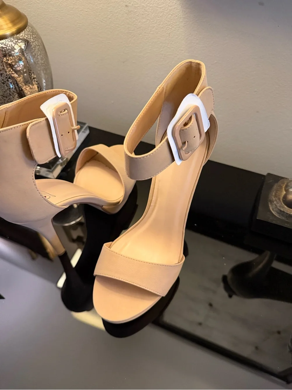 Delicious NWOT Nude Ankle-Strap Stiletto Heels